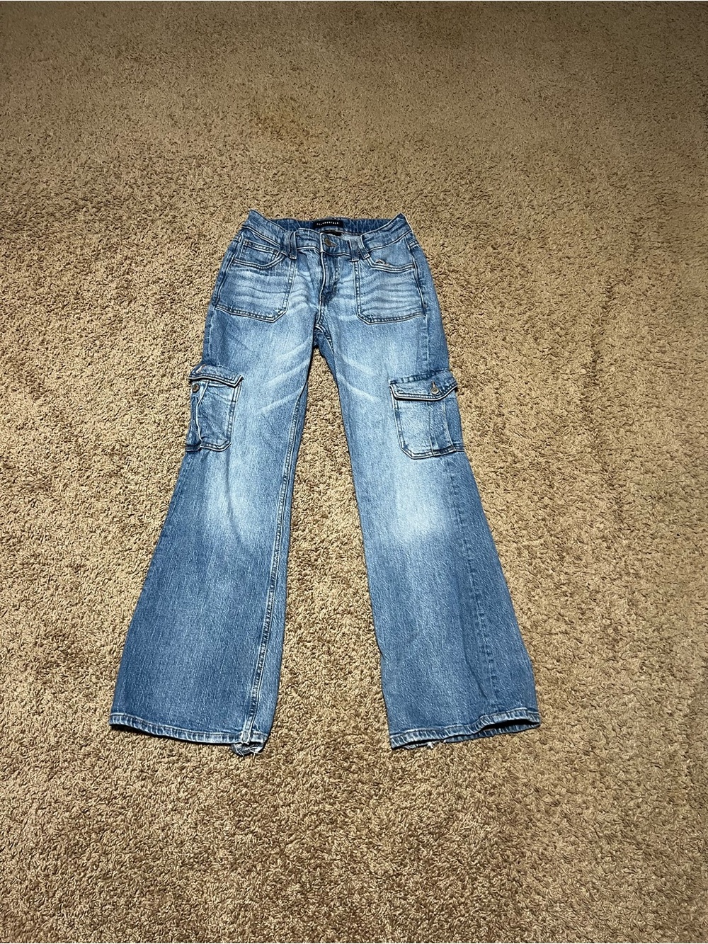 Aeropostale Medium Blue Cargo Wide-Leg Jeans